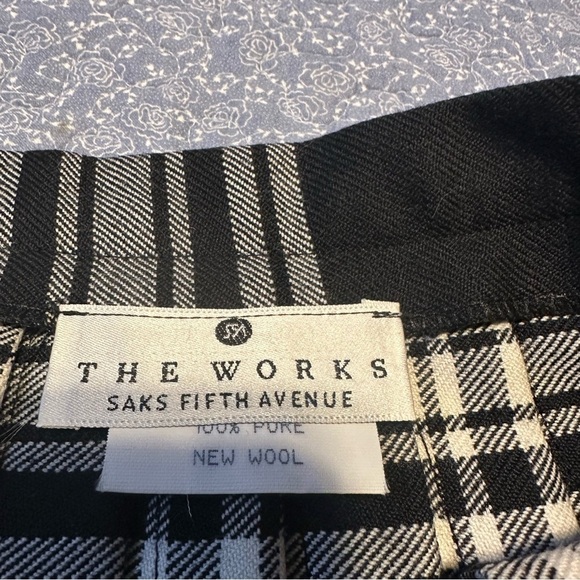 The Works Saks Fifth Avenue Skirt Vtg Wrap Black & White Plaid Wool Kilt Size 6 - Picture 7 of 10